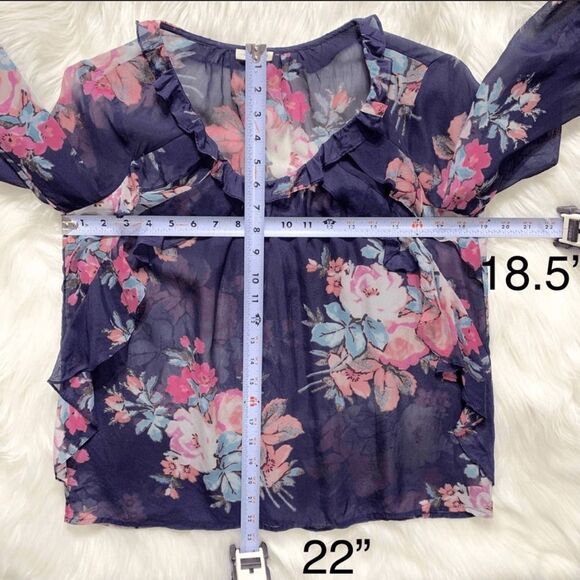 Anthropologie Leifsdottir Blue Floral Silk Top Size 8 - Picture 8 of 8